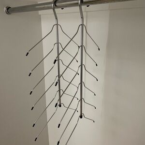 Set of (2) Slim 6 Shirt Silver Metal Hangers